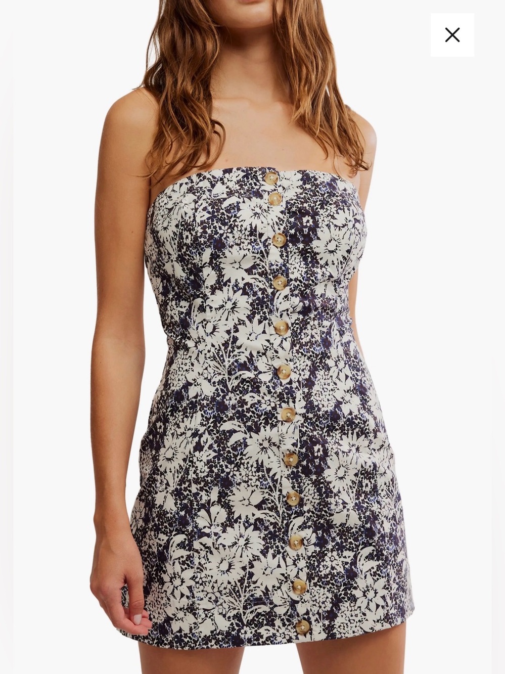 Free People Tomas Strapless Floral Button Front Mini Dress XS